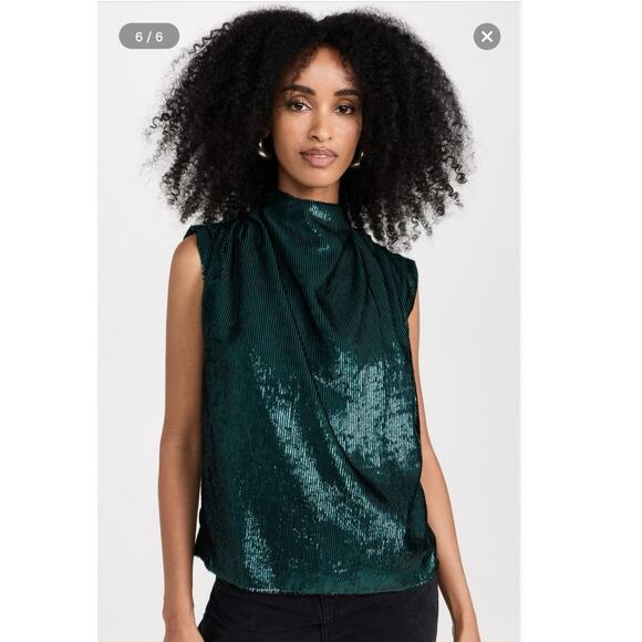 Amanda Uprichard Middleton Top Silk Velvet Shimmer Tie-back Size Large - Picture 1 of 11